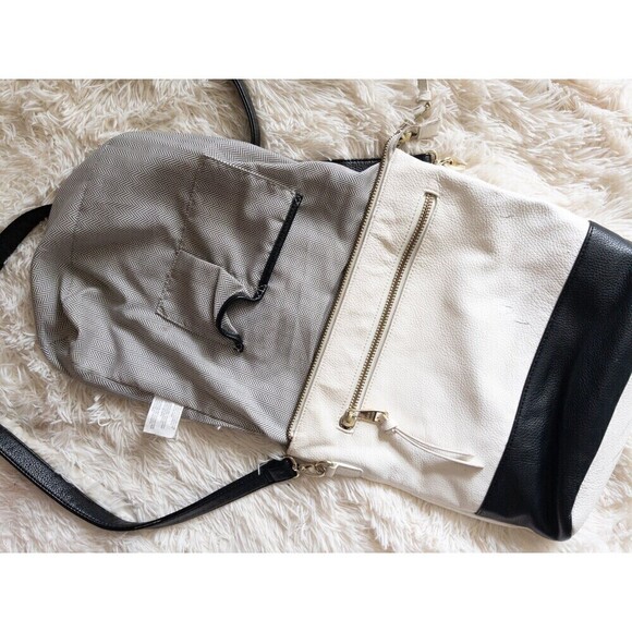 Steve Madden Black and White Convertible Backpack Crossbody Shoulder Purse - Picture 7 of 12